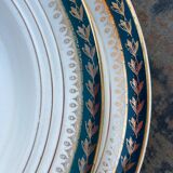 Plates for 14 people Céranord Saint Amand green and golden including hollows and plates