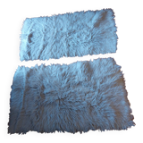 Tapis a poils longs pure laine blanc , vintage