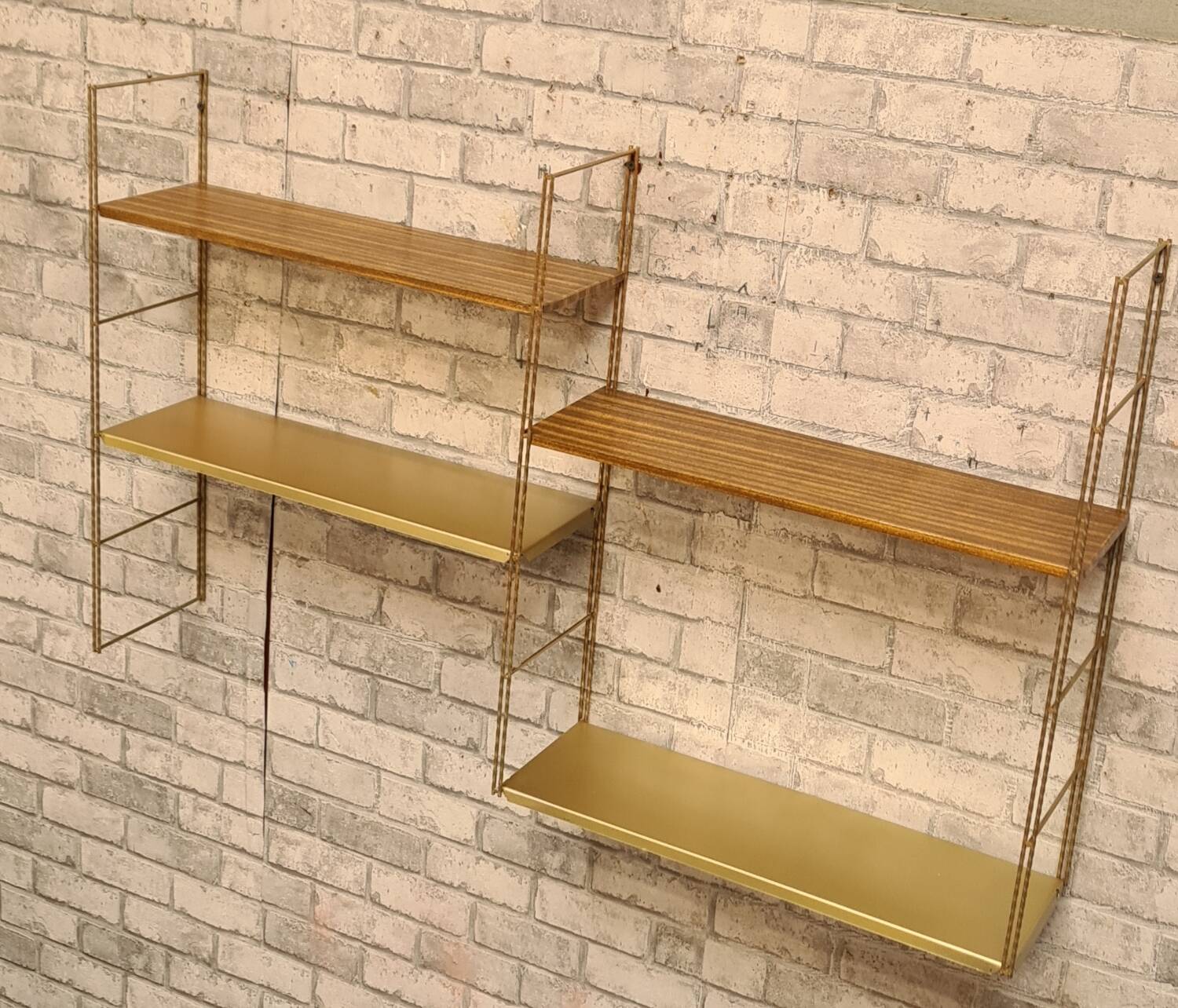 String metal shelf 1960 faux wood