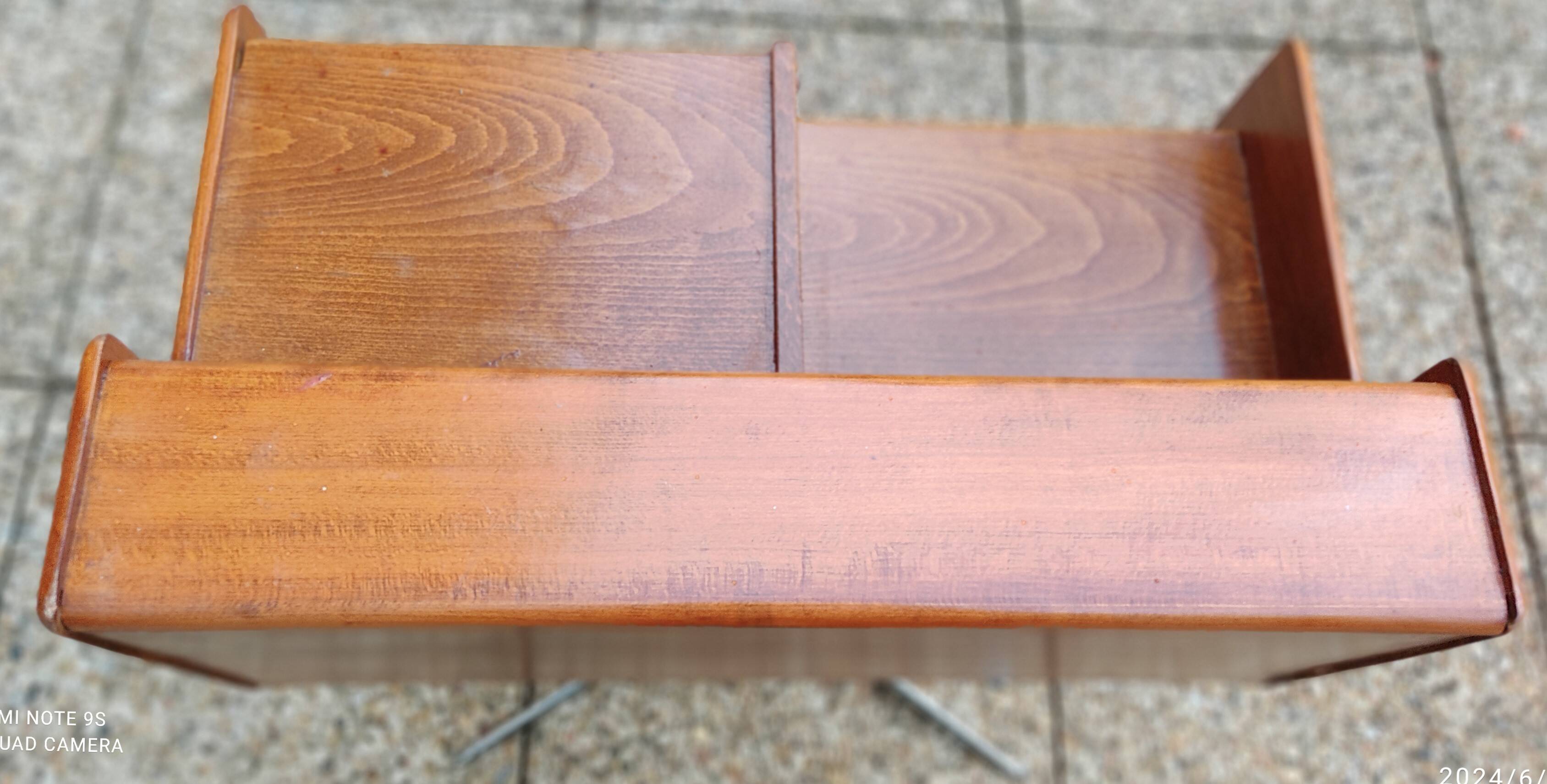 Console, bureau en hêtre et piètement en acier chromé, Italie 1950-1960