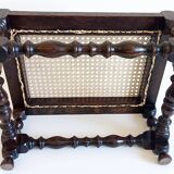 Antique Belle Epoque Oak Wood and Cane Footstool/ Occasional Table, late 19th-C