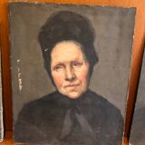 Triptyque portraits a l’huile anciens, femmes XIXe