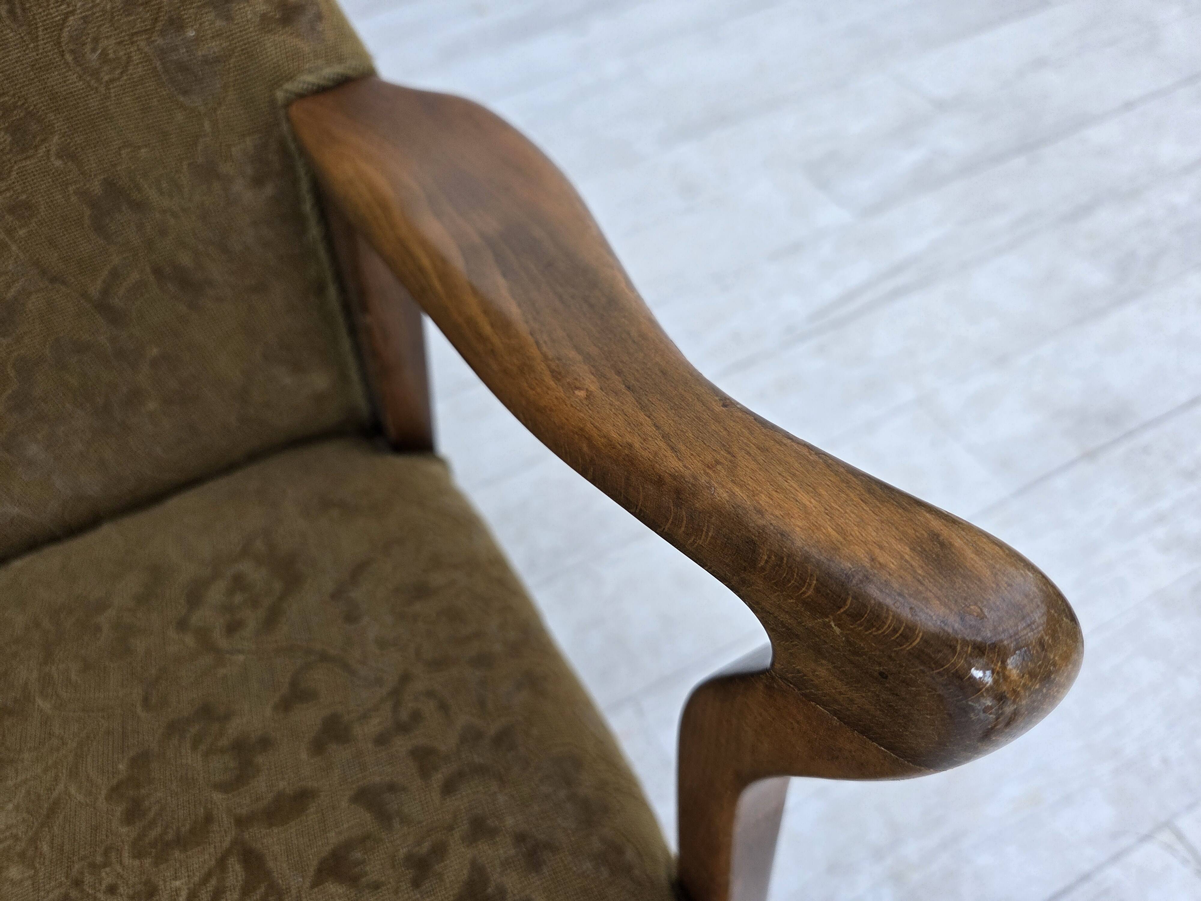 1960s, Danish vintage armchair, furniture wool, beech wood.