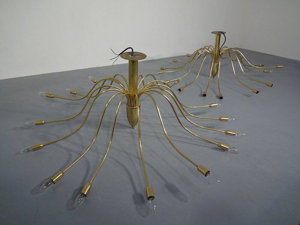 Large Italian brass chandelier, 1960s