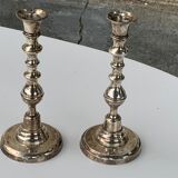 Pair of vintage silver metal candlesticks