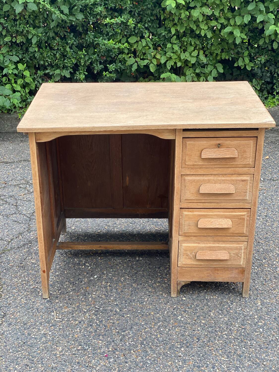 Renovated vintage American desk in raw wood