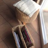 Wicker magazine holder / vintage 60s-70s
