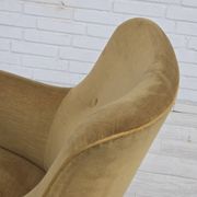 1970s, Danish lounge chair, light green furniture velour, beech wood.