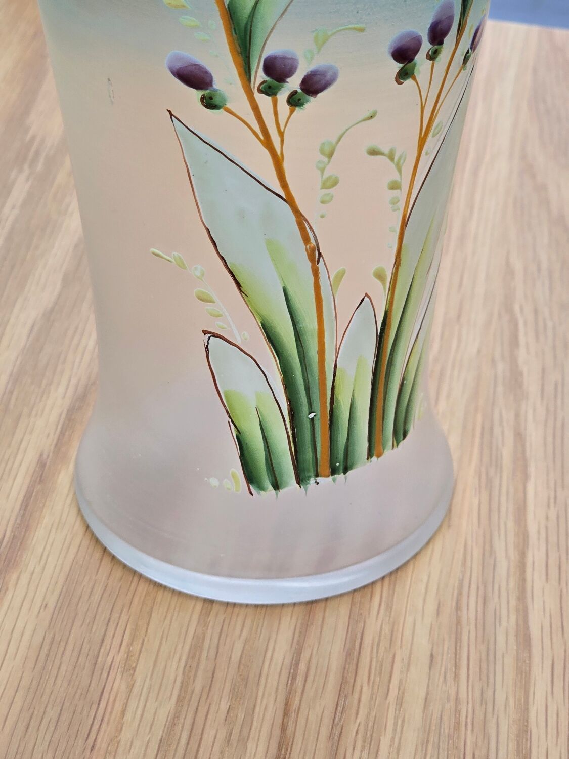 Glass vase with enamel flowers circa 1900