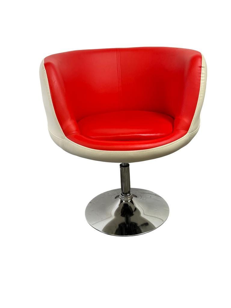 Vintage white and red shell chair / lounge chair / office chair