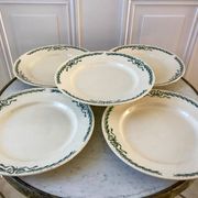 set of 5 large flat plates in Terre de Fer Longchamp model Belleville late 19th century