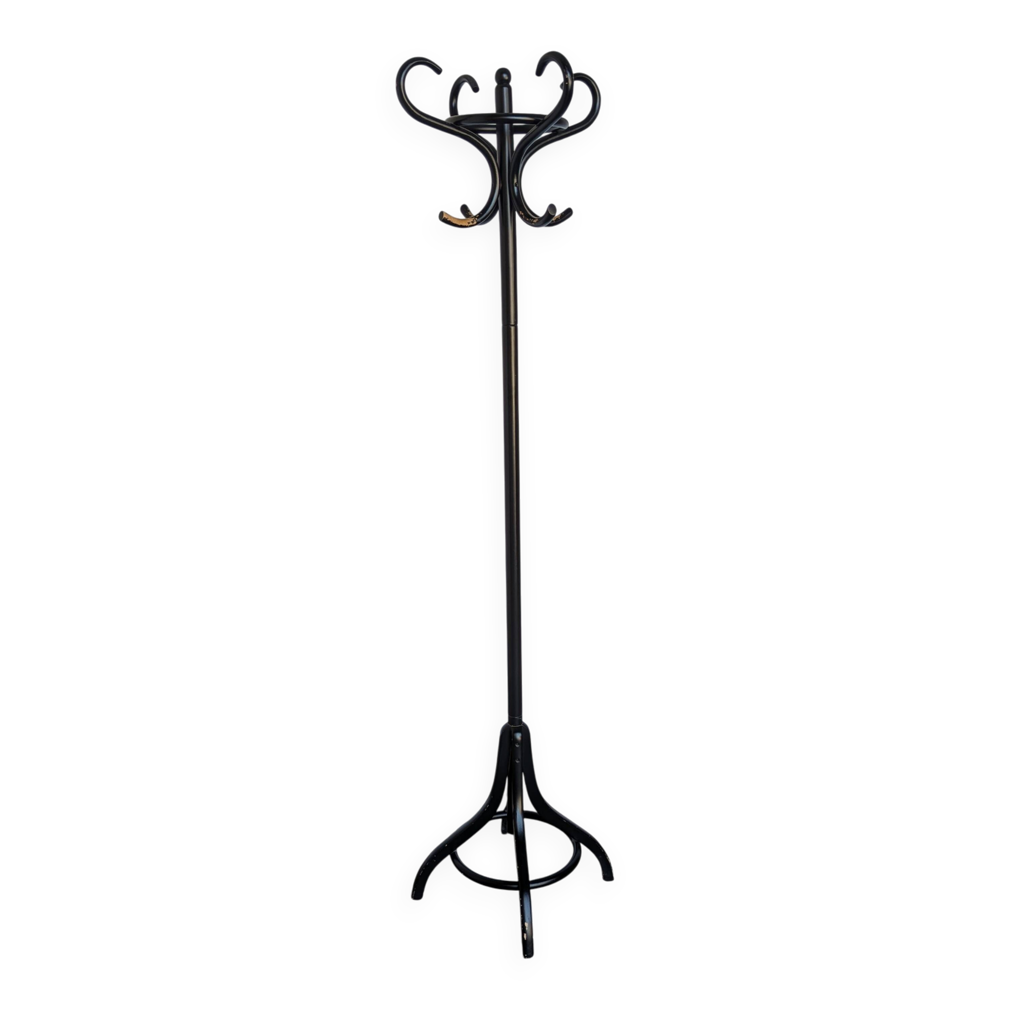 Vintage Black Bentwood Coat Stand in Thonet Style / Mid Century Hall Tree