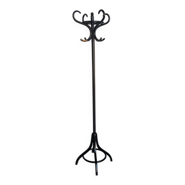 Vintage Black Bentwood Coat Stand in Thonet Style / Mid Century Hall Tree