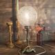 Retro-chic upcycled lamp | bronze and spherical glass