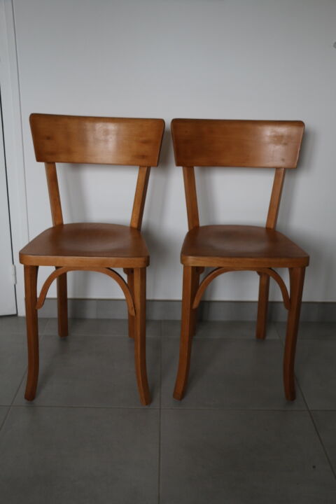 2 Baumann chairs back wide light beech