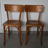 2 Baumann chairs back wide light beech