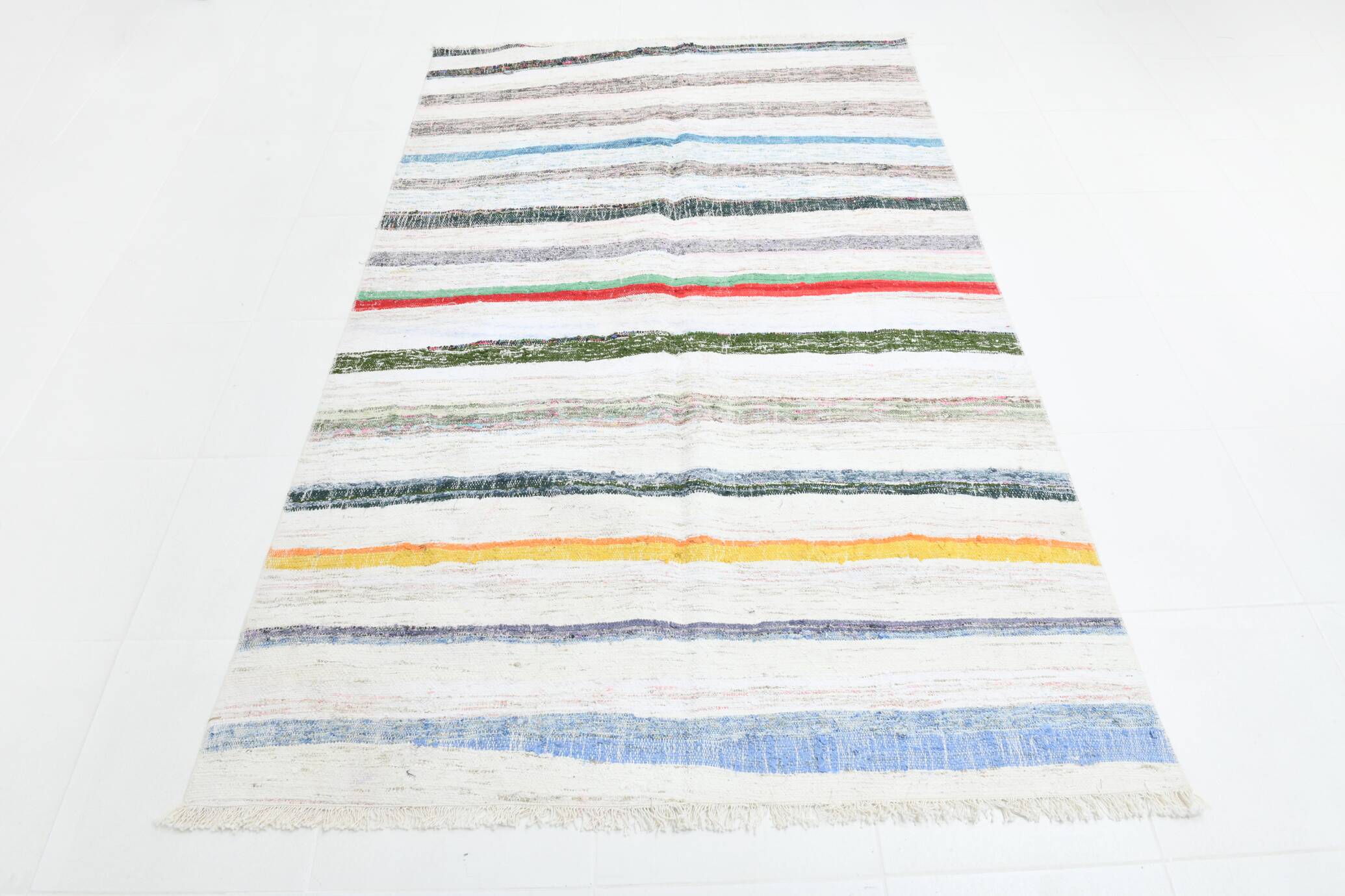 5x8 Colorful Striped Vintage Kilim Rug, 149x238Cm