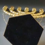 Menorah/Jewish/Hebrew candlestick with 7 arms of light. Engraved with the symbols of the 12 tribes of Israel/Holyland inscription. In gold metal. Size 20 x 16 cm