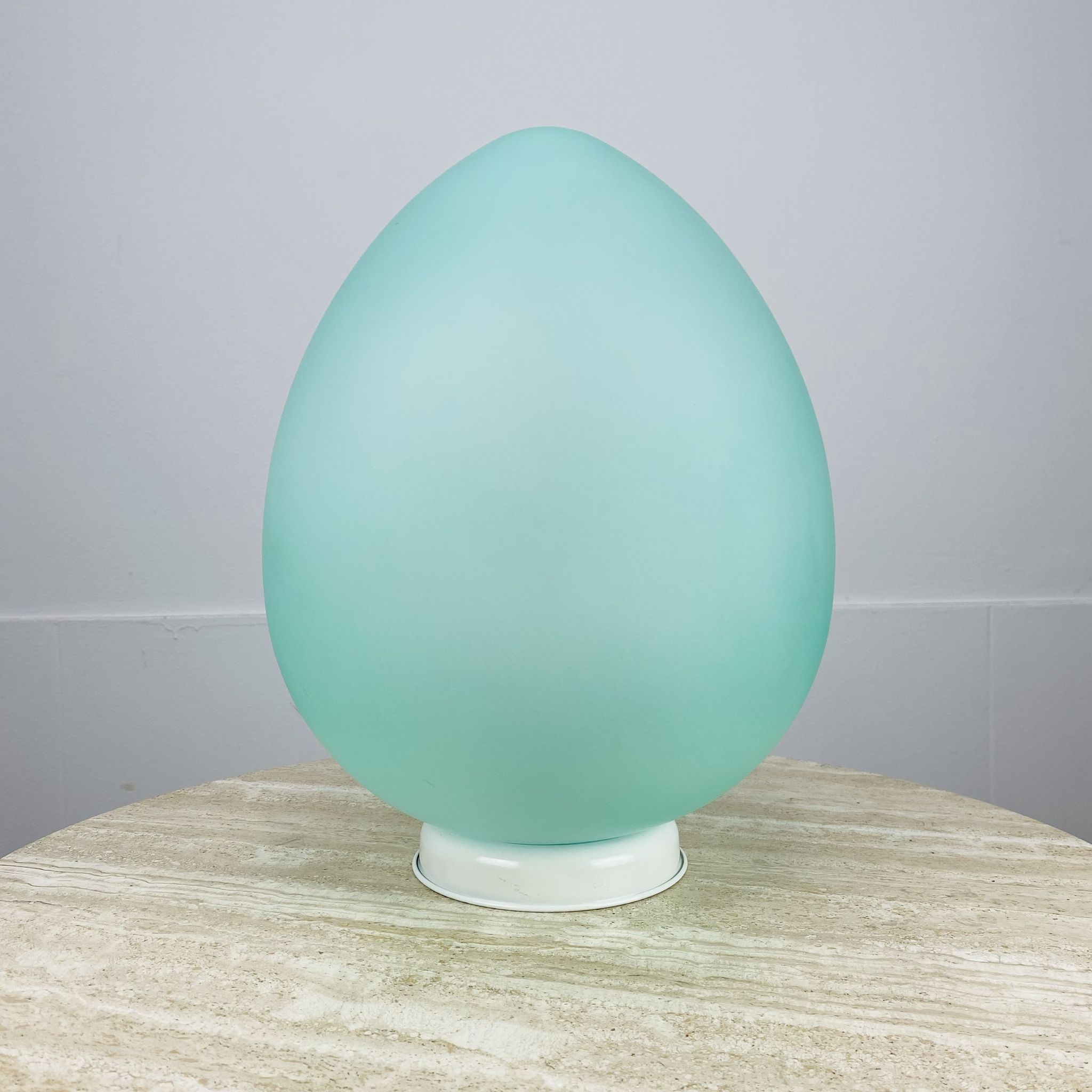 Egg lamp Domec pale green glass 70s