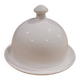 White porcelain butter dish accompanied by its matching bell.