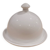 White porcelain butter dish accompanied by its matching bell.