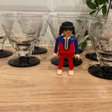 Set of 8 retro wine glasses in engraved glass