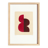 Peinture sur papier rose et marron signée eawy