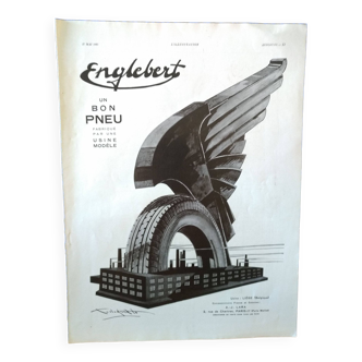 A paper advertisement from a 1930 magazine englebert tire factory liège belgium