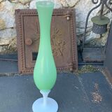 Vintage green and white opaline soliflore vase