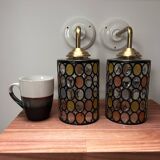 Paire d’appliques murales en verre vitrail