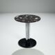 Round sidetable with stone top and three chromed legs