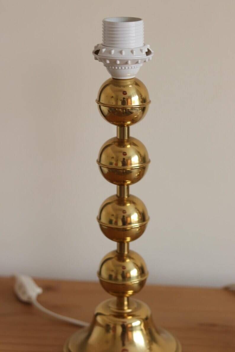 Pair of Vintage Swedish Table Lamps in Polished Brass, Signed Aneta
