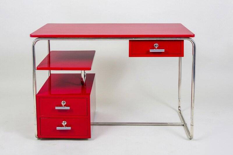 Vintage German Chrome Writing Desk, 1930s