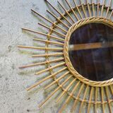 Round rattan mirror 1970