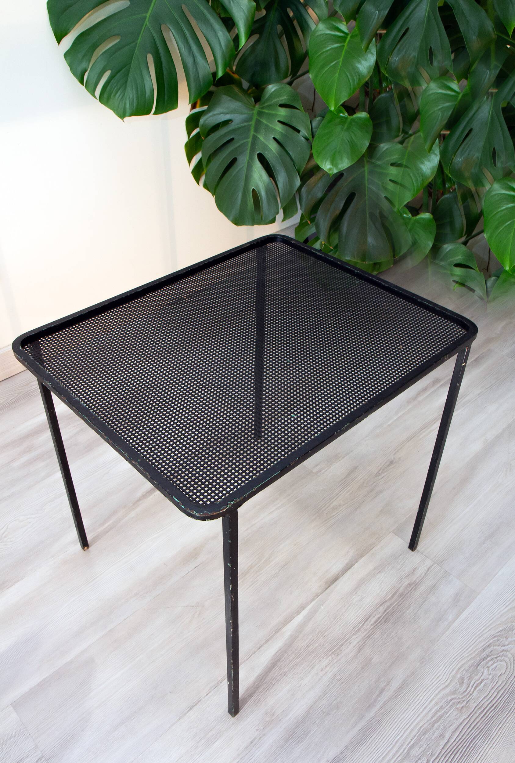 Coffee table from the 1950s, perforated metal attributed to M Matégot