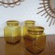 Ensemble de trois pots bocaux en verre jaune vintage