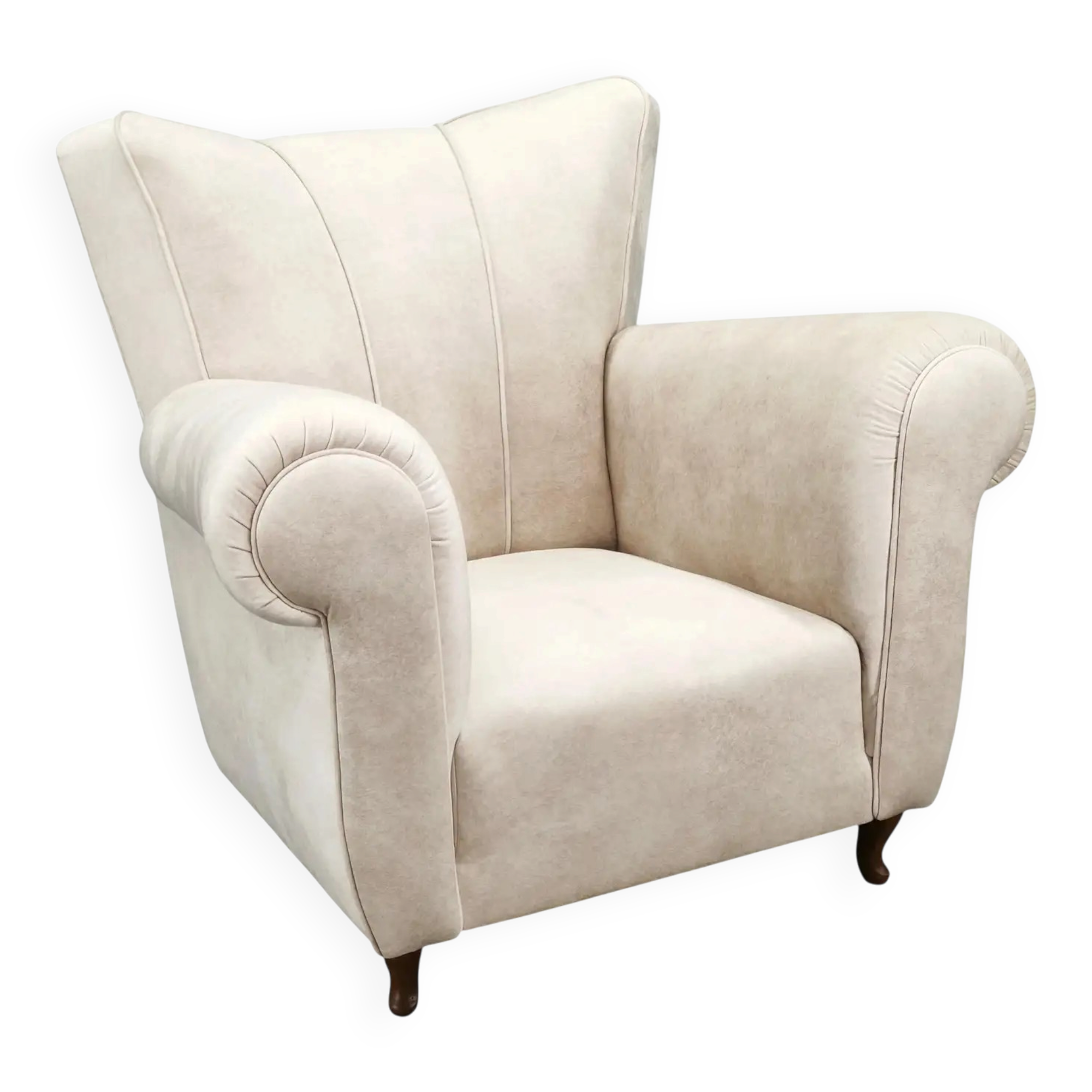 Italian Lounge Armchair in Beech Wood, Newly Upholstered, 1950s