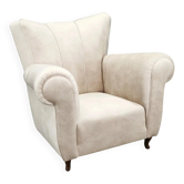Fauteuil lounge italien en bois de hêtre, nouvellement rembourré, années 1950
