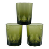 Lot de 3 verres bistrot vintage vert olive Bartissol – Années 60/70