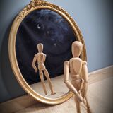 Golden oval mirror 34x46cm