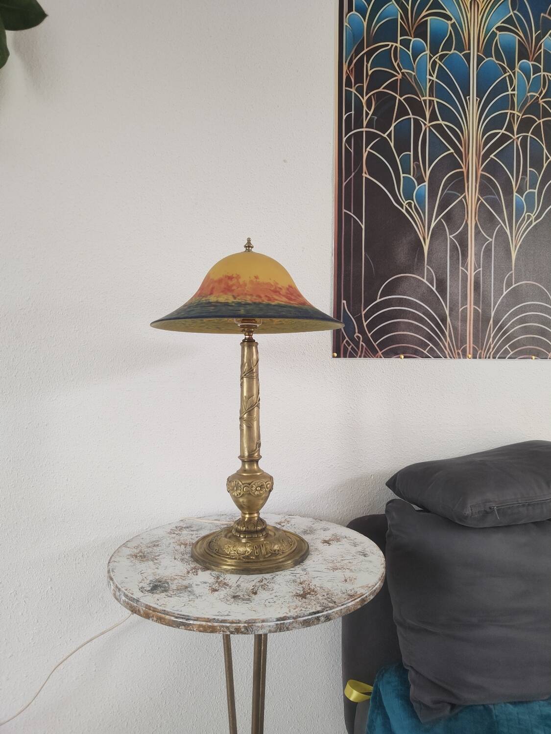 Glass paste lamp signed "Lumière de la Ville"