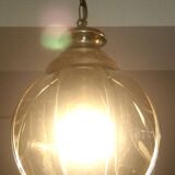 Lustre en laiton à segments de verre fumé, seconde moitié du XXe siècle