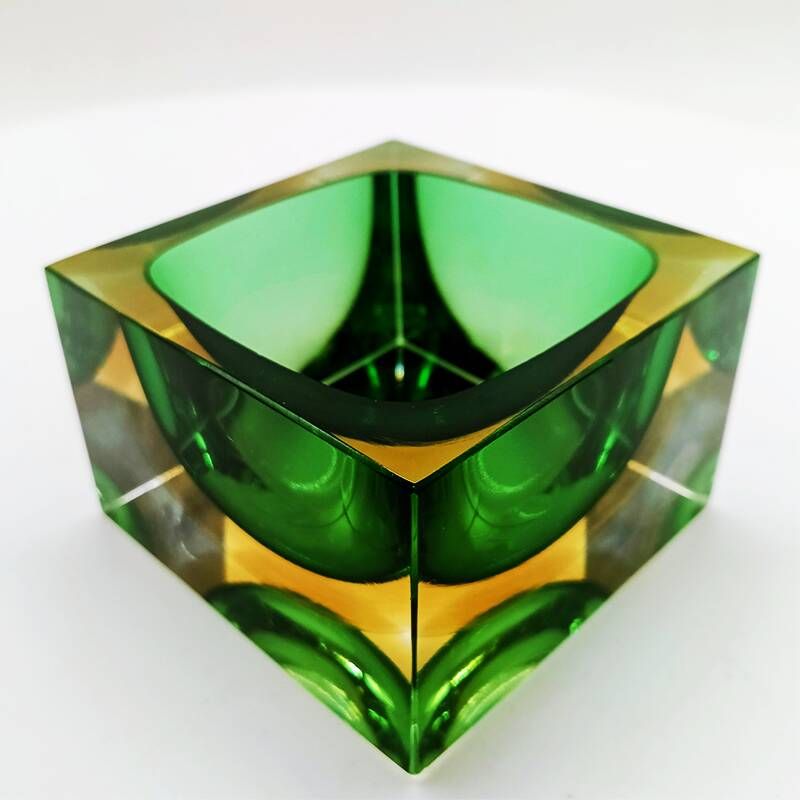 1960s Square Ashtray in Murano Glass by Flavio Poli for Seguso.