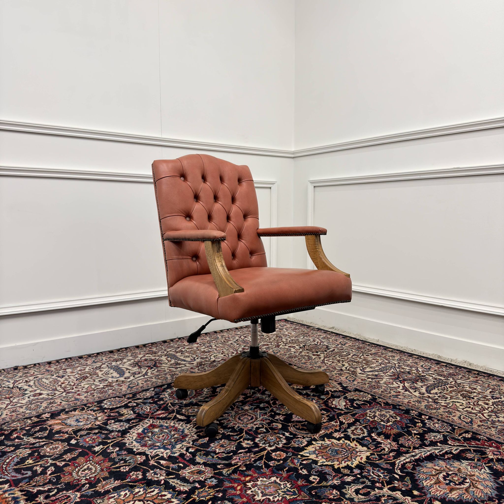 Classic English Salmon Colored Office Chair