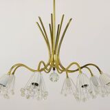 Modern brass floral chandelier Emil Stejnar, Rupert Nikoll, Austria, 1950s