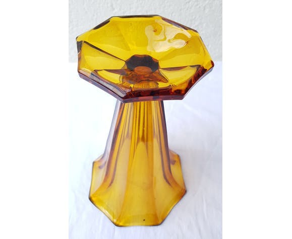 Art Deco amber glass vase