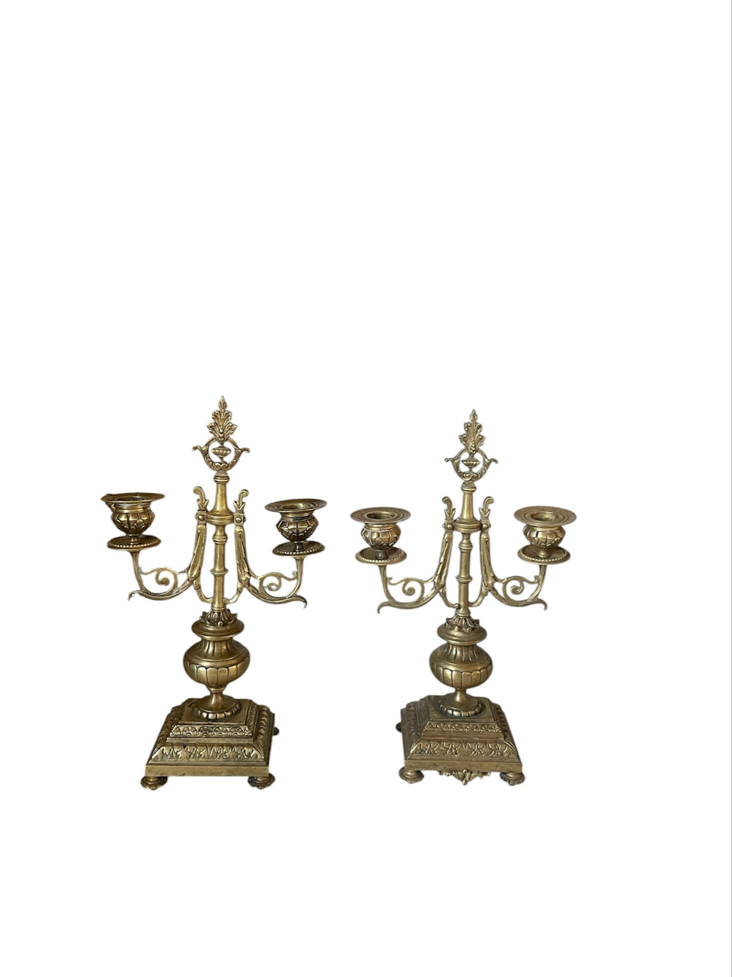Pair of gilded bronze candlesticks in the Napoleon III style.