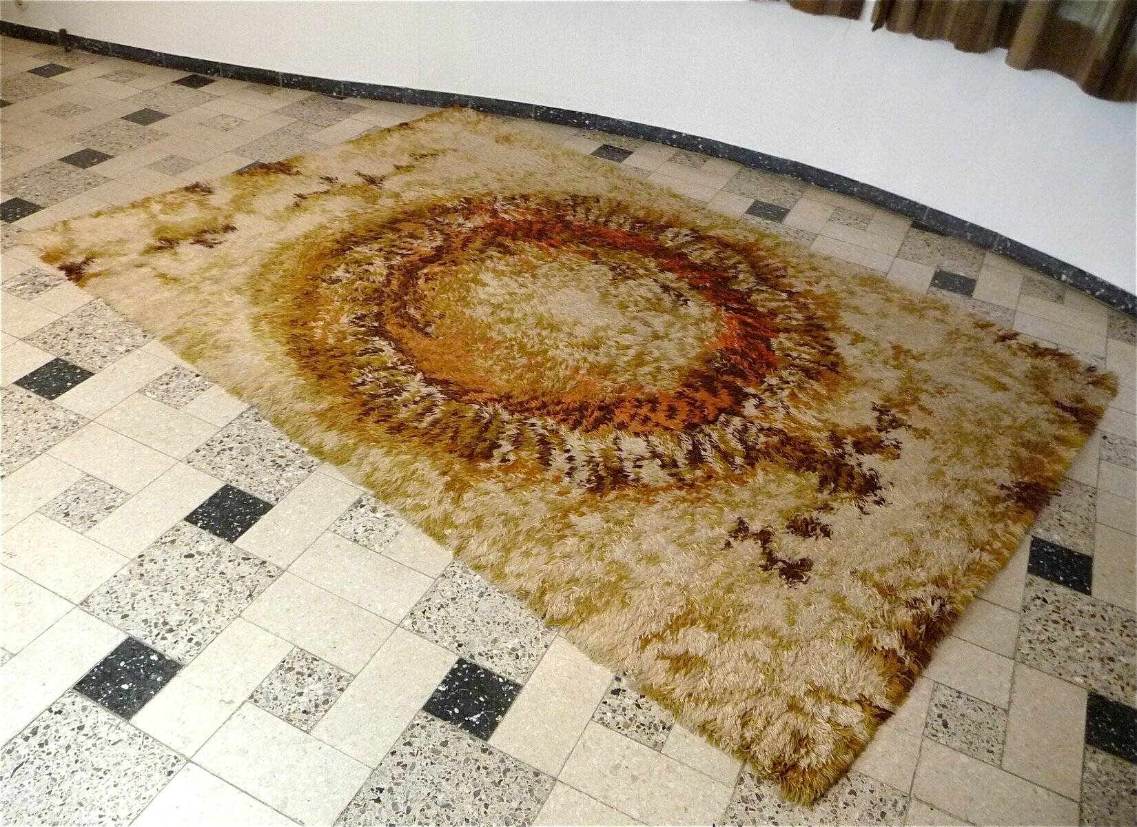 Abstract modernist OpArt wool rug from Ege Rya, Denmark 1960s