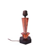 Art Deco Style Table Lamp Base in Black and Pink Bohemian Crystal