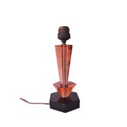 Art Deco style table lamp base in black and pink Bohemian crystal.